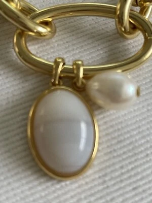 Pulsera JCREW NUEVA CON ETIQUETAS Semi Preciosa Perla Agua Dulce Tono Dorado Foto 1 de 3
