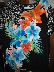 Alfred Dunner Large schwarz Sommer tropisches Blumenmuster Shirt - Bild 1 von 2