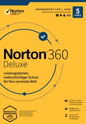 Norton 360 Deluxe 5 Geräte /1 Jahr 2025 - KEIN ABO / KEY EU DE 2024 - Bild 1 von 4