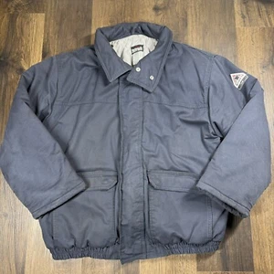 Bulwark FR 2112 Jacket Mens 2XL Blue Zip Snap Fire Resistant -Small Hole On Back - Picture 1 of 13