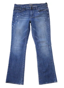Pantalones de mezclilla elásticos Old Navy The Flirt Bootcut talla 8 pintura envejecida salpicaduras - Imagen 1 de 4