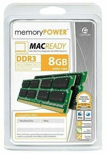 Centon PC3-8500 4 GB SO-DIMM 1066 MHz DDR3 Memory (8GBKIT1066LTAP) - Image 1 of 1