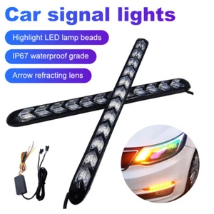 2x Luz de señal de giro intermitente de flecha de tira de flujo retroceso LED ámbar para automóvil - Imagen 1 de 19