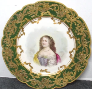 VTG HANDPAINTED SIGN PORZELLANFABRIK KALK G.M.B.H. LADY 9 1/4" CABINET PLATE - Picture 1 of 9