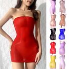 Fashionable Oil Shiny Glossy Tube Top Mini Dress for Women's Party Night