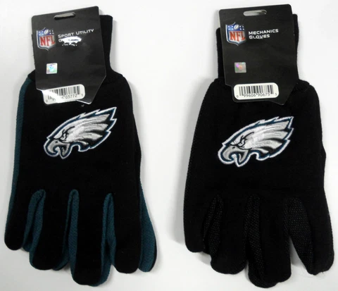 NWT NFL Philadelphia Eagles No Slip Gripper Utility Work Gloves W/ 3D Team Logo Cover