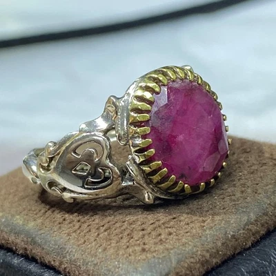 925 Sterling Silver Men's Ring with Natural Red Ruby Stone Elegant and Stylish - Image 1 of 4