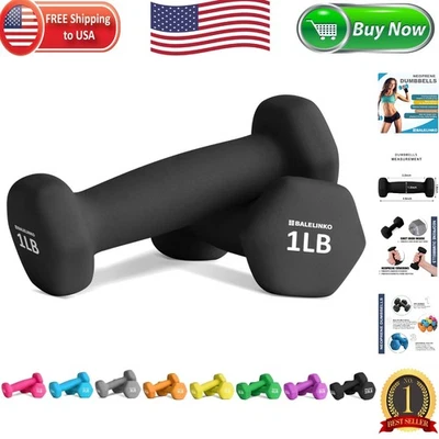 1 lb Pair Neoprene Dumbbells for Yoga & Pilates - Versatile Home Gym Weights - Image 1 of 4