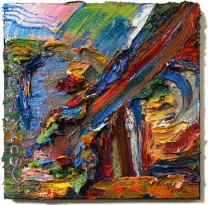 ORIGINAL OIL█PAINTING VINTAGE ART█SIGNED OUTSIDER ABSTRACT OUTSIDER█DECO POP NR - Picture 1 of 21
