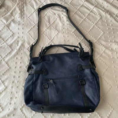 Bolso Bandolera Elliott Lucca Azul Púrpura Cuero Guijarro Bolso de Mano Dos Vías Foto 1 de 4