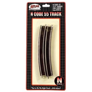 Atlas Code 55 Track Nickel-Silver Rail Brown Ties 12.5" Curve (6) - N Scale - Picture 1 of 1