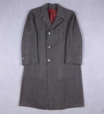 VTG Hastings Trench Coat Mens 38 Glenroyal Saxony Wool Windowpane England 50s - Image 1 of 4