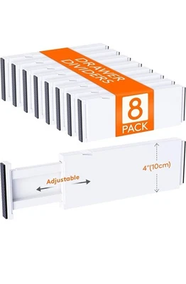 Lifewit 8 Pack Drawer Dividers Plastic 4" High, 11-17" Adjustable Drawer Organis - Image 1 of 4