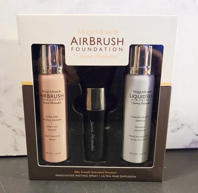 MagicMinerals AirBrush Foundation Jerome Alexander set 3 pezzi luce/med NUOVO - Immagine 1 di 4