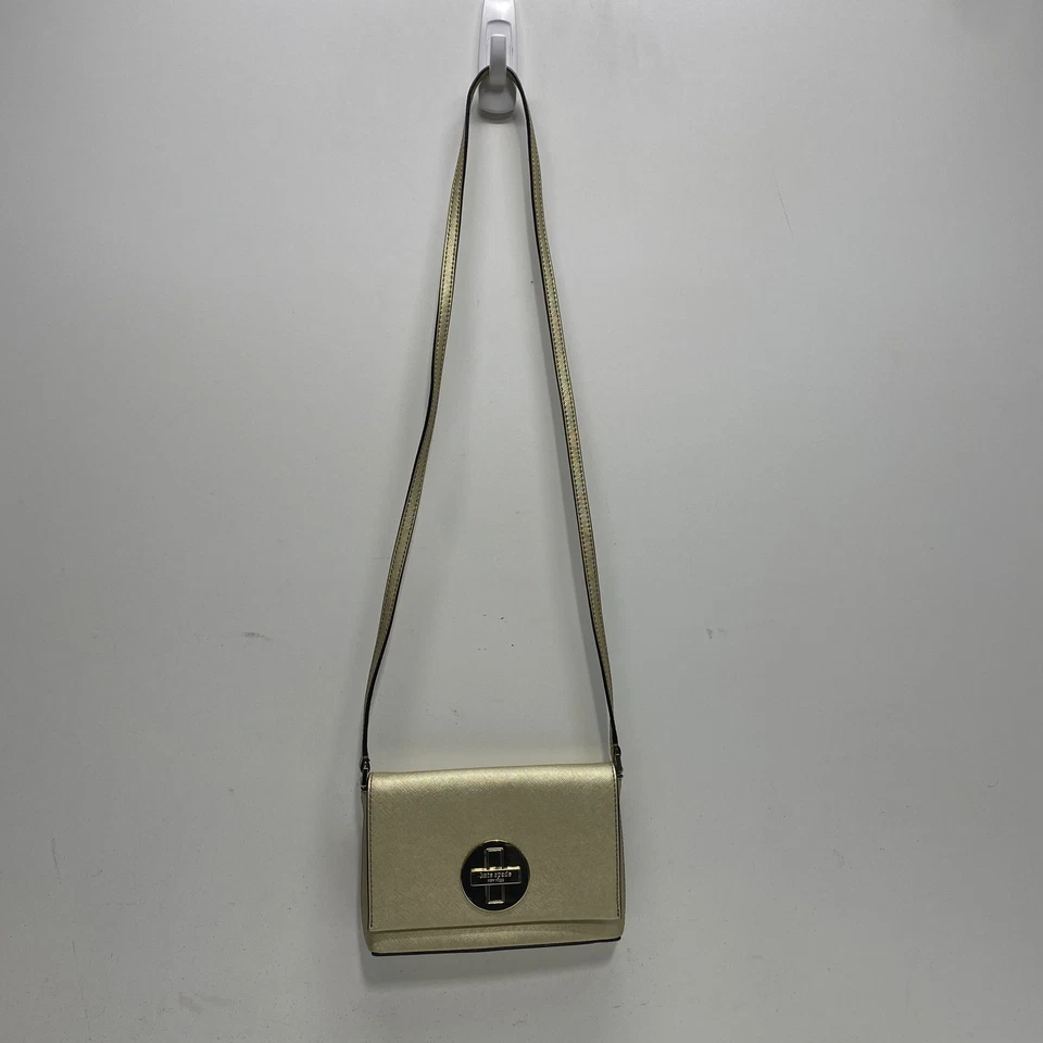 Kate Spade Gold Leather Crossbody Purse Small - Image 1 of 4
