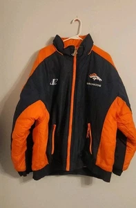 Vintage 90s Denver Broncos Logo Athletic ProLine Brand NFL Puffer Coat Sz Large - Picture 1 of 7