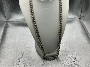 VTG SIGNED GIVENCHY TEXTURED SILVER PLATE CHUNKY CURB LINK CHAIN NECKLACE 24" - Picture 1 of 4