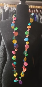 Sylca Continuous 26" Colorful Round Wood Necklace, No Metal, Adjustable - Picture 1 of 7