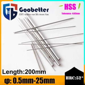0.5mm-25mm HSS Round Bar HRC 52 High Speed Steel Rod Metal Tools 200mm Length - Picture 1 of 149
