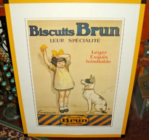 Póster impreso galletas Brun Grenoble muy grande niña perro póster francés - Imagen 1 de 10