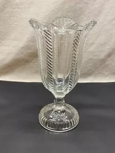 Antiguo jarrón victoriano de apio cuchara de vidrio de sílex con cable y ventilador EAPG de 1860 - Imagen 1 de 3