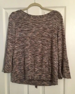 V-neck Tie Back Bell Sleeve Tunic Size: M LOFT Lavander Knit - Picture 1 of 3