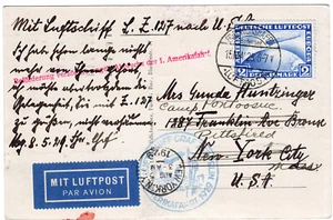 Zeppelinpost LZ 127, 1. Amerikafahrt 1929, Si. 26 A, Mi. 23 a mit Mi.Nr. 423 EF - Bild 1 von 3