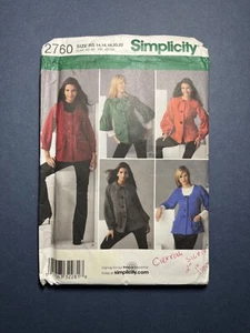 Chaquetas Simplicity Pattern 2760 con variaciones delanteras y mangas talla 14-22 SIN CORTAR - Imagen 1 de 2