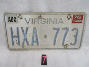 Vintage Virginia License Plate HXA773 Tags 1976 - Picture 1 of 7