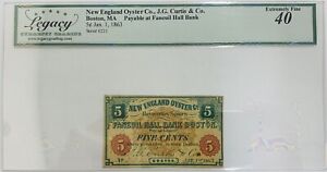 New England Oyster Co. Boston, MA .5C Jan. 1, 1863 Legacy EF 40