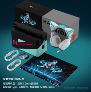 Hatsune Miku YOWU Limited Edition Cat Ear Vocaloid Bluetooth Headphones - Picture 1 of 9