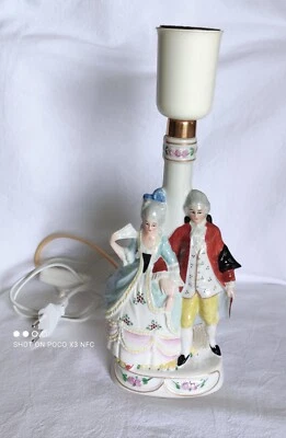 Antique Sitzendorf Porcelain Table Lamp Victoraian Figural Couple German 29 cm H - Image 1 of 4