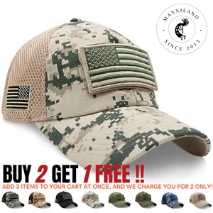 Baseball Cap USA Flag American Mens Hat Military Patch Mesh Tactical Army Caps