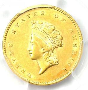 1855 Type 2 Indian Gold Dollar (G$1 Coin) - Certified PCGS AU55 - Rare!