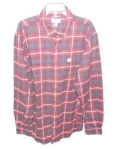 Men's Carhartt Long Sleeve Plaid Flannel Red Black White Size XLT Relaxed - Picture 1 of 5