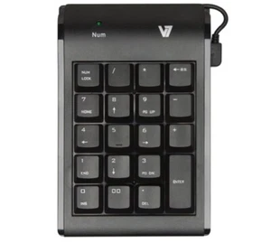 V7 Space Saving Ergonomic Spill Resistant 19 Key USB Numeric Keypad KP0N1 Black - Picture 1 of 3