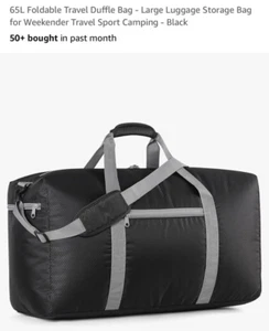 Foldable Duffel Bag 25 inch 65L Large Lightweight Luggage for Travel Camping - Picture 1 of 4