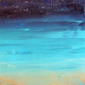Abstract Seascape modern minimalist painting "The Beach Day",20x20x1" - Picture 1 of 4