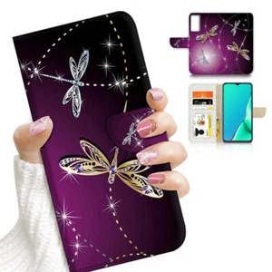 ( For Vivo Y01 ) Wallet Flip Case Cover AJ23926 Purple Dragonfly - Photo 1 sur 7