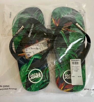 NUEVO JACK & JONES Sandalias Chanclas Premium: Blazer Azul Marino Tropical - Talla EE. UU. 9/10 Foto 1 de 4