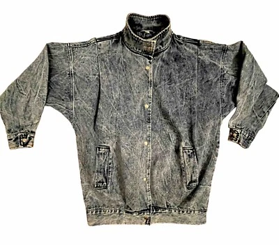 Chaqueta vaquera vintage años 80 90 Y2K azul lavado con ácido pequeña punk rock grunge Foto 1 de 4