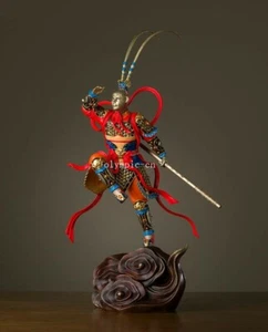 23'' bronze brass copper freehand colored drawing Sun Wukong monkey king statue - Picture 1 of 10