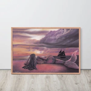 Mermaid Art Print - Framed Poster - Mermaid Rendezvous by Michaeline McDonald - Picture 1 of 3