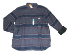Carhartt Gray Striped Fleece Lined Flannel Shacket Shirt Rugged Mens 2XL 3XL NWT