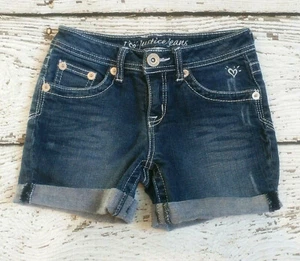 Pantalones Cortos Vaqueros JUSTICE 10 Niñas Puño Enrollado Simplemente Bajo 10 En Muy Buen Estado - Imagen 1 de 4