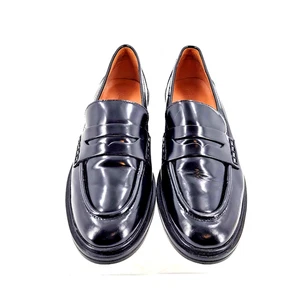 Madewell The Vernon Penny Stacked Heel Leather Loafer in True Black Size 9.5 - Picture 1 of 10