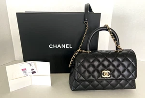 NEW IN BOX - CHANEL 24A Black SMALL Coco Handle Flap Bag w/receipt - Picture 1 of 19
