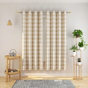 Buffalo Karo Vorhänge 72 Zoll lang Keller beige und weiß Gingham kariert... - Bild 1 von 5
