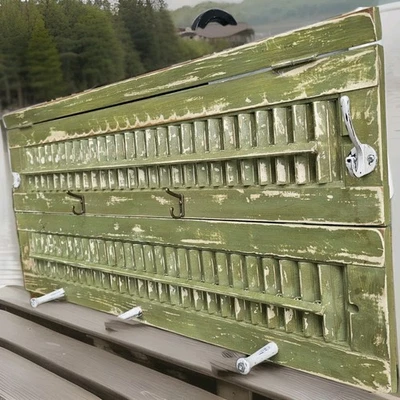 Vintage Wall Mounted Coat Rack W/ 7 Hooks Wooden Hanger Entryway Storage - Image 1 of 4