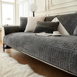 Funda de sofá de 3 plazas de terciopelo leche antideslizante protector de muebles gris oscuro 1 pieza - Imagen 1 de 3
